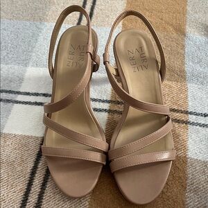 Naturalizer Brenta Dress Sandals Womens 6.5 W Creme Brulee Strappy High Heel New